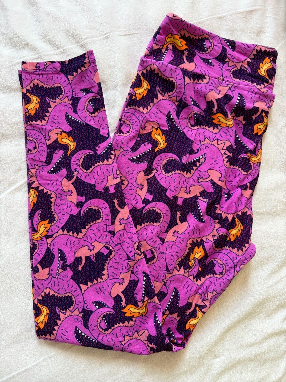 LuLaRoe Purple and Pink Dragon Print Leggings